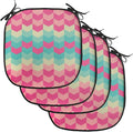 Lunarable Geometric Chair Cushion Pads Set of 4, Retro Pattern Mexican Flora Bohemian Contemporary Art Illustration, Anti-Slip Seat Padding for Kitchen & Patio, 16"x16", Pink Pale Pink Turquoise