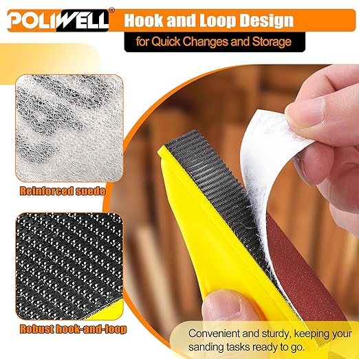 POLIWELL Micro Sanding Tools 3.5” x 1” Detail Sander for Small Projects, Mini Handle Sander Kit+ Sandpaper 40 80 120 180 240 400 600 Grit for Crafts Wood Finishing Tight Narrow Spaces, 120 PCS