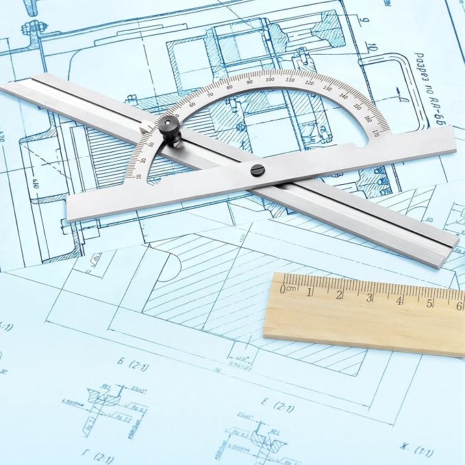 12" Steel Protractor Angle Finder Sliding Bevel Gauge Metal Protractor for Construction Jobs, Cabinet-Making and Fine Carpentry, Measuring Tool for Carpenters & Woodworking Hobbyists