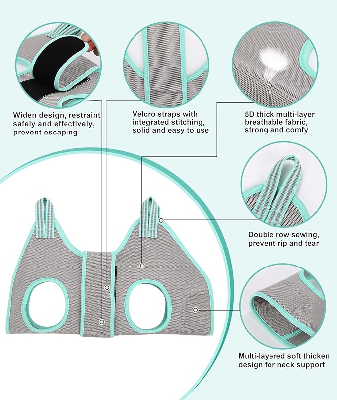 Kkiimatt Dog Grooming Hammock Harness, Small Dog Groming Sling, Gray Dog Hanging Harness for Nail Trimming,Dog Nail Clipping Hanger Restraint Holder