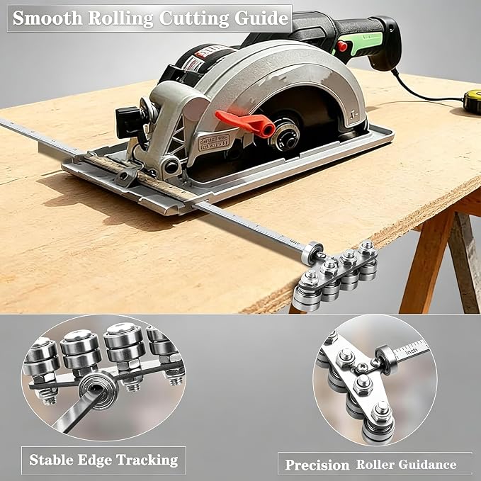 Circular Saw Guide Rail, 31.5in Positioning Calipers for Circular Saw, Stainless Steel Rip Cut Circular Saw Guide, Adjustable Guide Rail for Woodworking Positioning Cutting