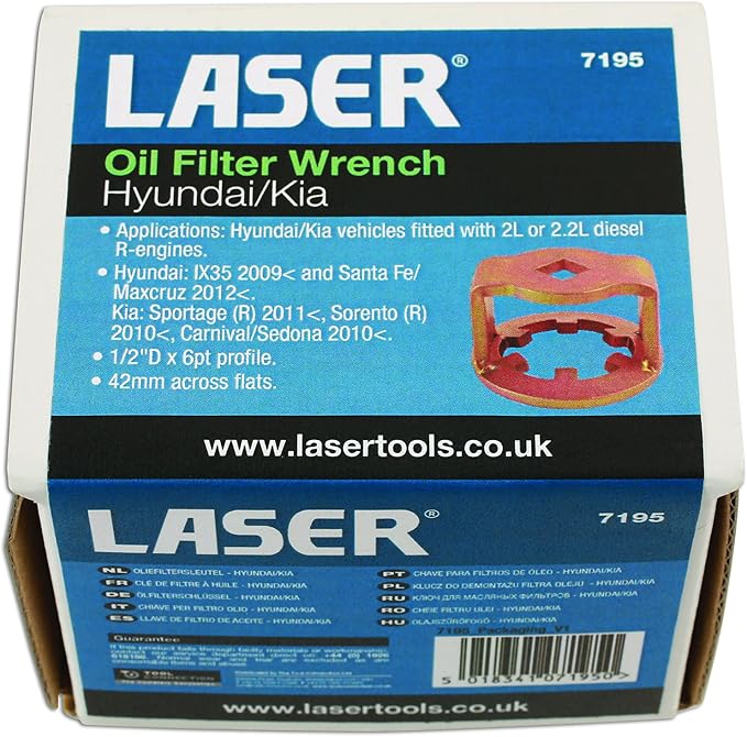 Laser 7195 Oil Filter Wrench 1/2" D 42mm - for Hyundai, Kia