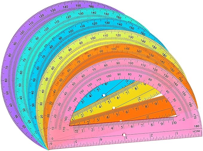 Zonon 100 Pieces Protractors Bulk Plastic 180 Degrees 6 Inch Translucent Protractors for Geometry, Angle Measurement, Students School Supplies