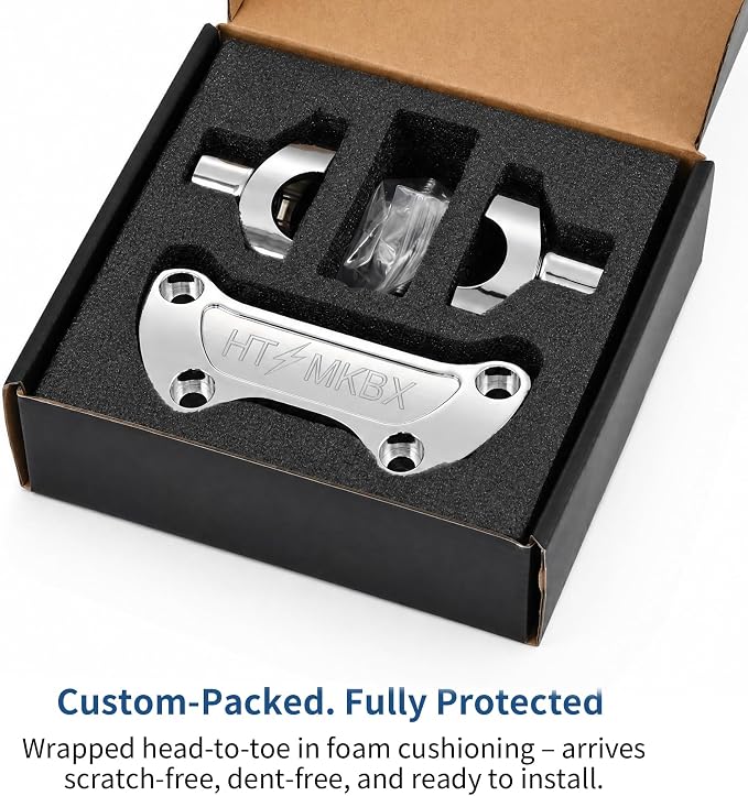 Chrome 1 inch Handlebar Riser Top Clamp Kit, 7075 Aluminum Bar Riser for 1” Handlebars, Fits Harley Touring Sportster Softail Dyna Models