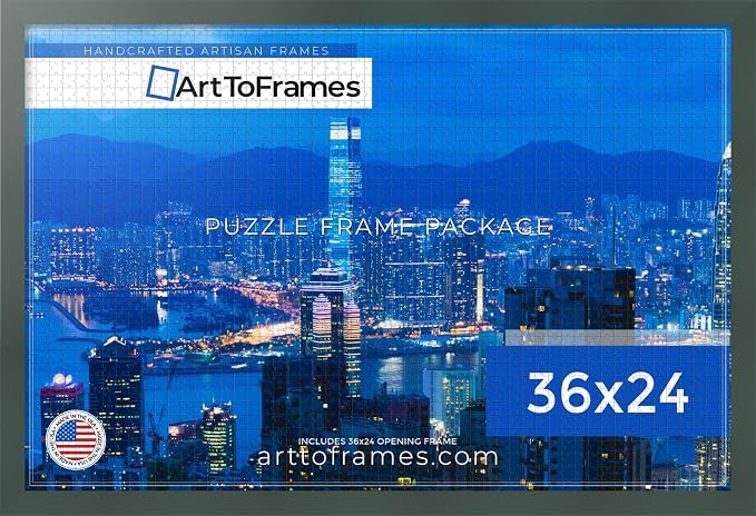 ArtToFrames Puzzle Frame for Buffalo Games 50 Piece Jigsaw Puzzles, 36x24 Inch (91x61 cm), Fern Green Engineered Wood with Economy Acrylic, Ready to Hang Puzzle Display