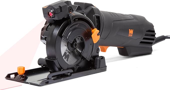 WEN 4.2-Amp 3-3/8-Inch Plunge Cut Compact Circular Saw with Laser, Carrying Case, and Three Blades (36704)