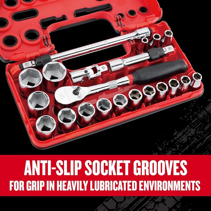 CRAFTSMAN V-SERIES Socket Set, Shallow MM, 1/2 Inch Drive, 21 Piece (CMMT45755V)