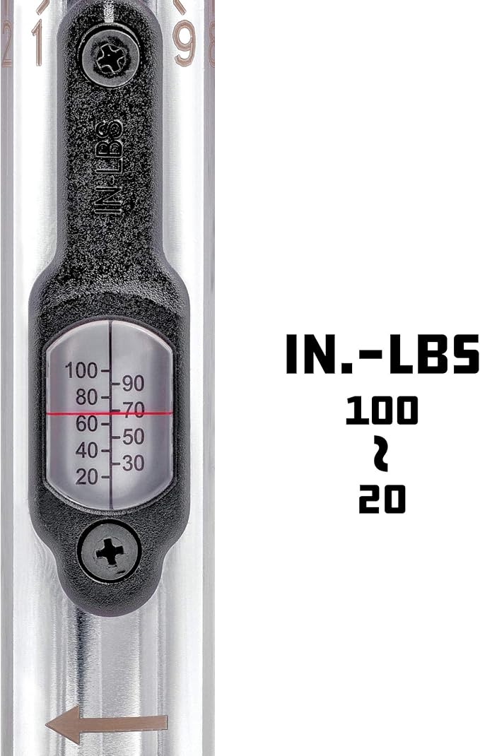 Powerbuilt 1/4 inch Drive Ratcheting T-Handle Torque Wrench, 20-100 in. lb. Range, Easy to Set and Lock in Place, for TPMS Systems and Bike Repair Assembly, Great for Carbon Fiber Handlebars - 649971