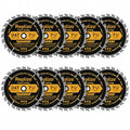 7-1/4 Inch Circular Saw Blade 10 Pack, 24T Carbide Tipped Framing Saw Blades with 5/8 Inch Arbor, Fast Wood Cutting Blades for Hardwood, Softwood, Plywood, OSB and Lumber