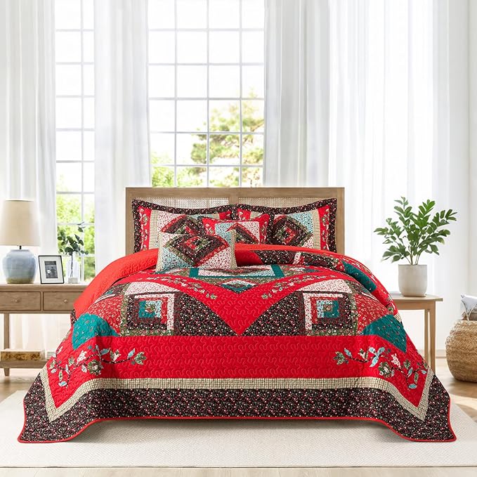 BEDIFANY California King Size Quilt Set - Cotton Bedspreads Oversized King for Bed - Lightweight Farmhouse King Quilt Bedding Sets for All Seasons, 3 Pieces