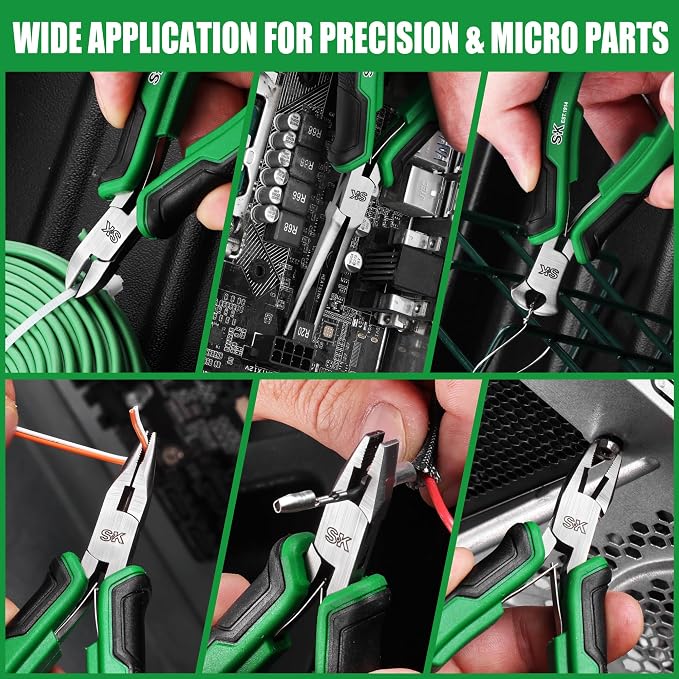 SK 5-Piece Mini Pliers Set, Box Joint Small Pliers with Zipper Pouch