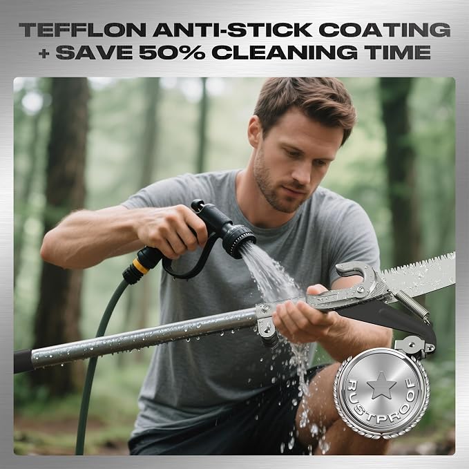 FLORA GUARD 16.5 FT Pole Saw for Tree Trimming, Manual Pole Saw & Tree Pruner with SK5 Steel Blade, 4-Pulley Effort-Saving System, Aluminum Alloy Head for High Branch Cutting