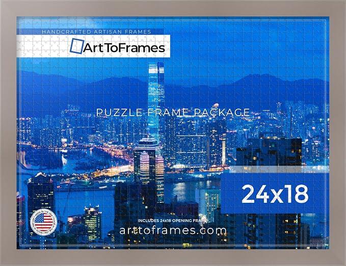 ArtToFrames Puzzle Frame for Buffalo Games 400, 750 Piece Jigsaw Puzzles, 24x18 Inch (61x46 cm), Latte Engineered Wood with Economy Acrylic, Ready to Hang Puzzle Display