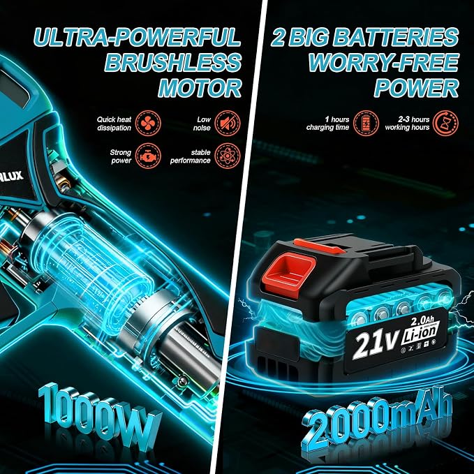 Mini Chainsaw Cordless, 6 Inch Handheld Electric Chain Saw with 2 Batteries, 21V Battery Powered with Security Lock for Tree Trimming, Wood Cutting, Pruning, Gifts for Men Dad Husband