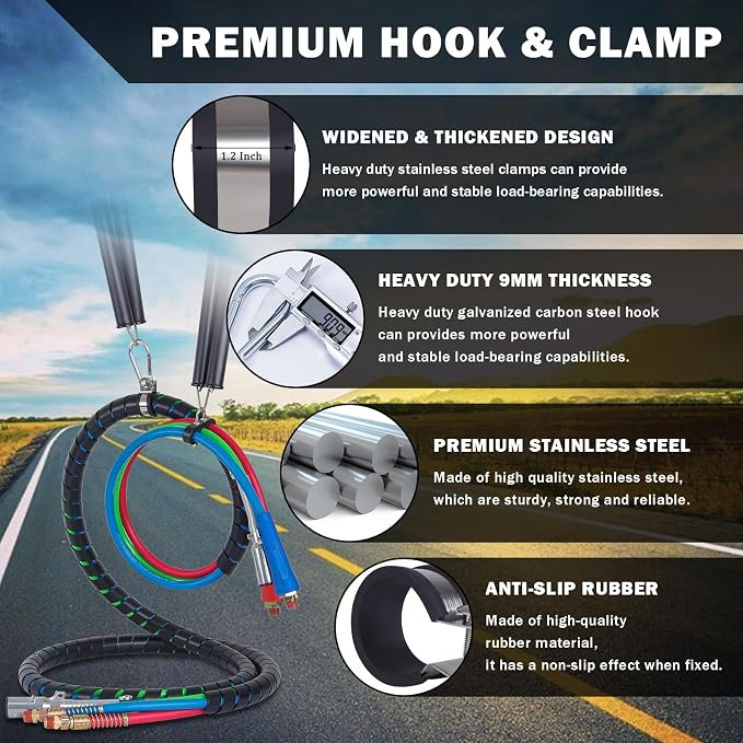 CheeMuii 2PCS 16" Double Tender Spring Kits with 2 Style Air Hose Holders