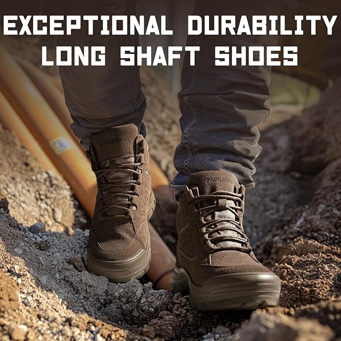 Furuian Steel Toe Boots for Men Women Comfortable Lightweight Work Boots for Men Slip Resistant High Top Steel Toe Safety Shoes Puncture Proof Indestructible Construction Shoes