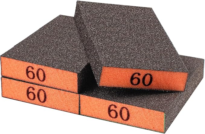 YNZDRWA 4 Pack Sanding Sponge, Washable and Reusable Sanding Blocks for Drywall Wood Metal Furniture, 60 Grit Sandpaper Block Assortment