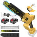 MGYM Electric Chainsaw, 10 Inch Handheld Cordless Chainsaw with 2x4.0A Batteries 2 Chains and Charger, Tool Free Auto-Oiling Battery Powered Chainsaw for Tree Trimming Wood Cutting Yard Work (Yellow)