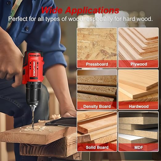 29PCS HSS Brad Point Wood Drill Bits Set for Carpenter Woodworking, 3-Flat Shank Black Gold for Hardwood, Plywood, Plastic 1/16"-1/2"