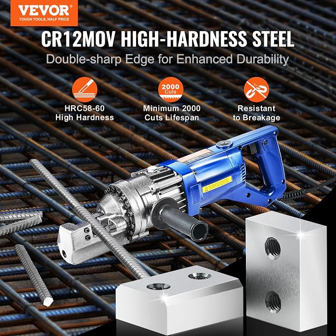 VEVOR Electric Rebar Cutter Replacement Blades 6 PCS 16mm(5/8 Inch) - HRC58-60 Hard Jaw Blades with 12 Hex Screws & Spring Washers, Fit RC-16