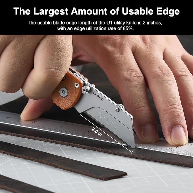OKNIFE U1 Pro Multitool Folding Utility Knife with Folding Screwdriver, Quick Change Blade, Rail Lock & Pocket Clip for Men Women (Orange Micarta)