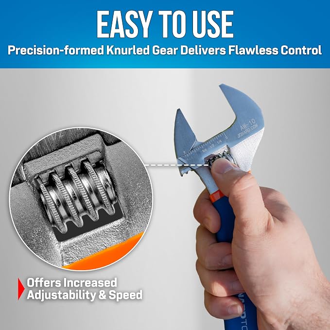Jonard Tools AW-6810 Adjustable Wrench Extra Wide Jaw Kit With 6", 8", & 10" Wrenches
