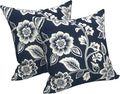 LVTXIII Outdoor Pillows 20x20 Inch, 2 Pack Large Decorative Square Throw Pillows with Inserts for Couch, Bed, Floor Seating, Patio Furniture, Elegant Vines Navy