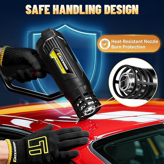 TECKWRAP Heat Gun 2000W 110V with LCD Display, Adjustable Hot Air Gun for Vinyl Wrap, Shrink Wrap, Paint Removal & DIY Crafts (122–1202°F)