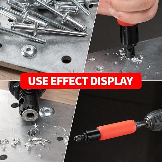 Rivet Removal Tool,POP Rivet Drill Remover,Electric Drill Adapter Rivets Puller for 1/8", 5/32", 3/16", 7/32" and 1/4"