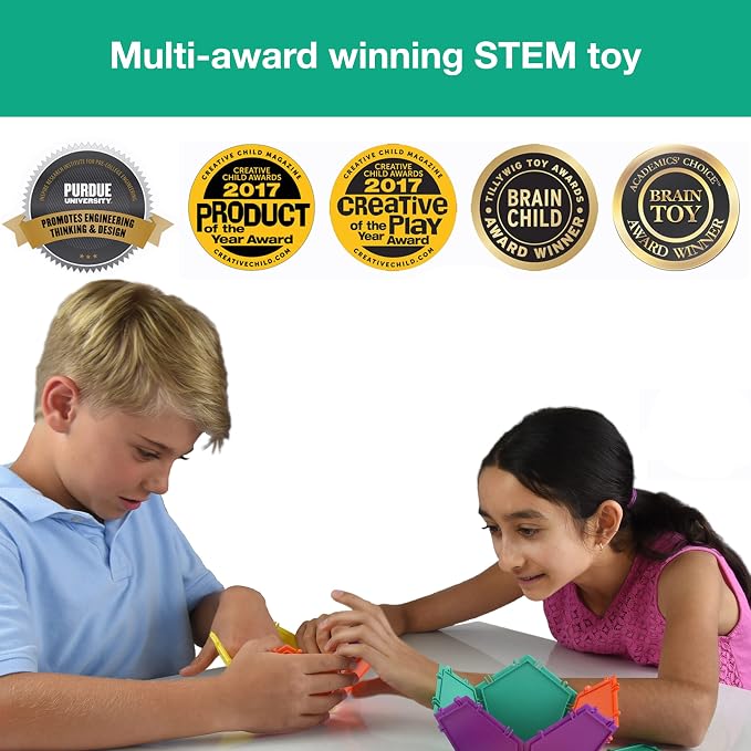 3D Building Set for Learning Math, Includes Many Online Activities, 96-pc, Made in USA