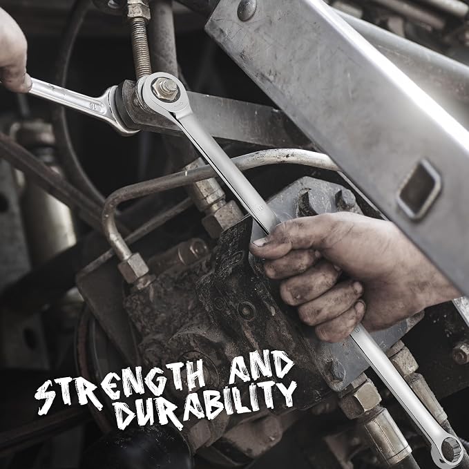 HORUSDY Extra Long Ratcheting Wrench Set, 8-22MM Double Box End, 9-Piece Metric CR-V Steel, with EVA Foam Tool Organizer