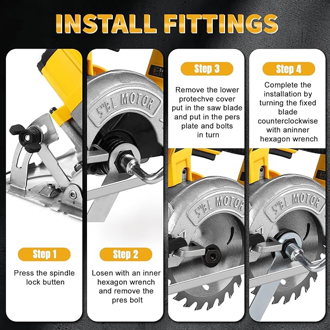 5 Inch Circular Saw Compatible with Dewalt 20V Max Battery(No Battery), Brushless Cordless Round Saw Kit with 0-45° Cutting Bevel, 6200 RPM, Idea for Wood Plastic Soft Metal