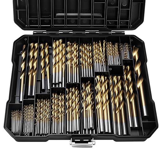230 Pcs Titanium Twist Drill Bit Set for Metal and Wood,Coated HSS Conventional 118 Deg Tip Titanium Drill Bit Kit Set, Drill Bits Kit with Storage Case, 3/64"-1/2"