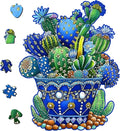 Delobil Puzzles for Adults, 200 Pieces Cactus Jigsaw Puzzles, Unique Shaped Flowers Wooden Puzzles for Adults and Kids, Family Game for Plant Lovers, 8.8 x 11.4 Inches