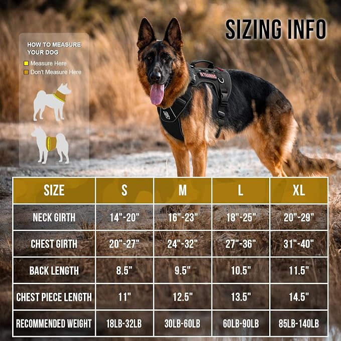 OneTigris No-Pull Tactical Dog Harness Reflective Vest for Small Dogs | Military-grade 1000D Nylon Easy Control Vest, Adjustable Dog Harness with Hook & Loop Panels for Walking, Hiking, Training