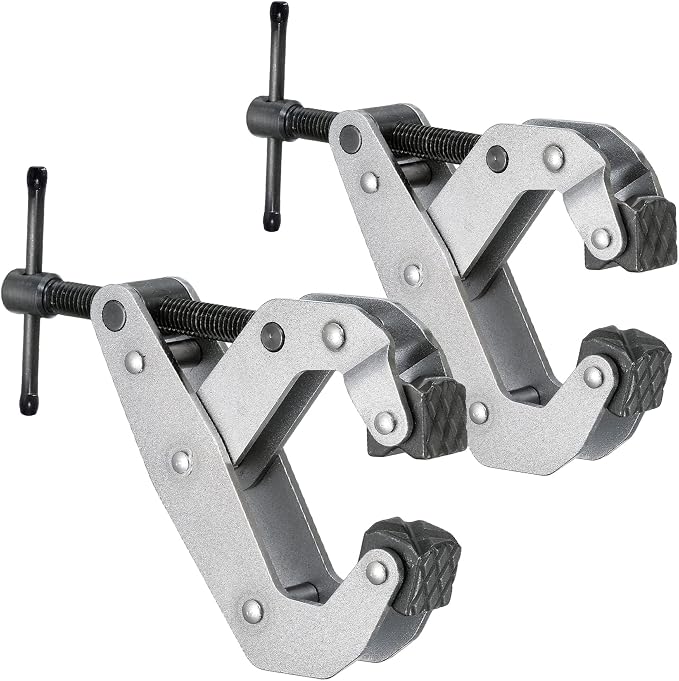 2 Pack Cantilever No-Twist Deep Throat T-Handle Multi-Purpose Lever Clamp, 2"