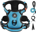 IVY&LANE No Pull Dog Harness for Small Dogs, Dog Vest Harness with Leash, Safety Belt and Storage Strap, Fully Adjustable Harness, 360° Reflective Strip, Soft Handle (Blue, S)