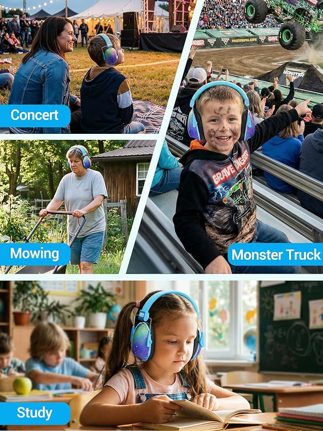 Dr.meter Kids Ear Protection for Monster Jam, 27.4dB Noise Cancelling Headphones for Kids Adults, Adjustable Ear Muffs for Noise Reduction for Austim, Fireworks, Concerts and Sports Events