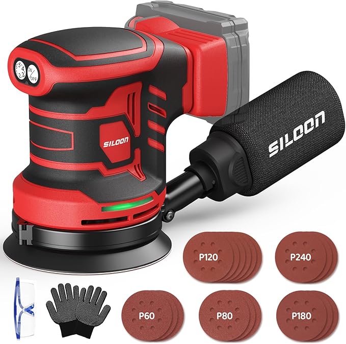 Cordless Random Orbital Sander Compatible for Mik 18V Max, 5-Inch Brushless Electric Palm Sander with 19000 RPM & Dust Collector, 6 Variable Speed, 18 Pcs Sandpaper for Sanding (No Battery)