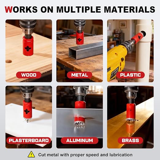 KATA Bi-Metal Hole Saw Kit for Metal & Wood - 16PCS Deep Cut 48mm Hole Saw Set 3/4" - 2-1/2"(19-64mm) with Arbors in Solid Case - Fast Chip Removal Holesaw Cutter for Electrician, Plumber, DIY