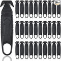 Therwen 30 Pcs Safety Box Cutter Knife of Stainless Steel Concealed Blade Package Opener with Tape Splitter for Carton Cardboard Wrap Letter Work Bag Straps Film Utility Tool (Black)