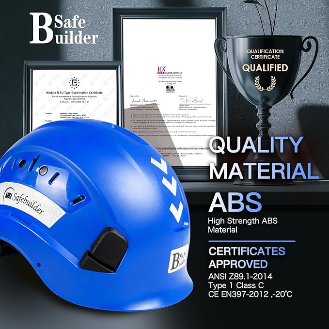 Construction Safety Helmet ABS Hard Hat Adjustable Ventilation System Hardhats Industrial Work Head Protection for Men Certified ANSI/ISEA Z89.1