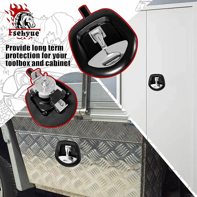 Compression Whale Tail Locks Truck Tool Box Latch Toolbox Fishtail Lock Lever Replacement T Shaped Handle Paddle Lock with Key Suitable for Truck RVs Trailer Box Silver