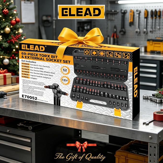 66-Piece Torx Bit & Hex Bit Socket Set: Premium CR-V & S2 Alloy Steel, Star T8-T70 & E-Torx E4-E24, High Torque Laser Marked for Automotive Mechanic