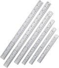 Mr. Pen- Metal Straight Edge Ruler, 6 pcs, 6", 8", 10", 12", 14", 16", Stainless Steel Ruler Set, Imperial & Metric Measurements for Drawing, Home, Office, Engineering