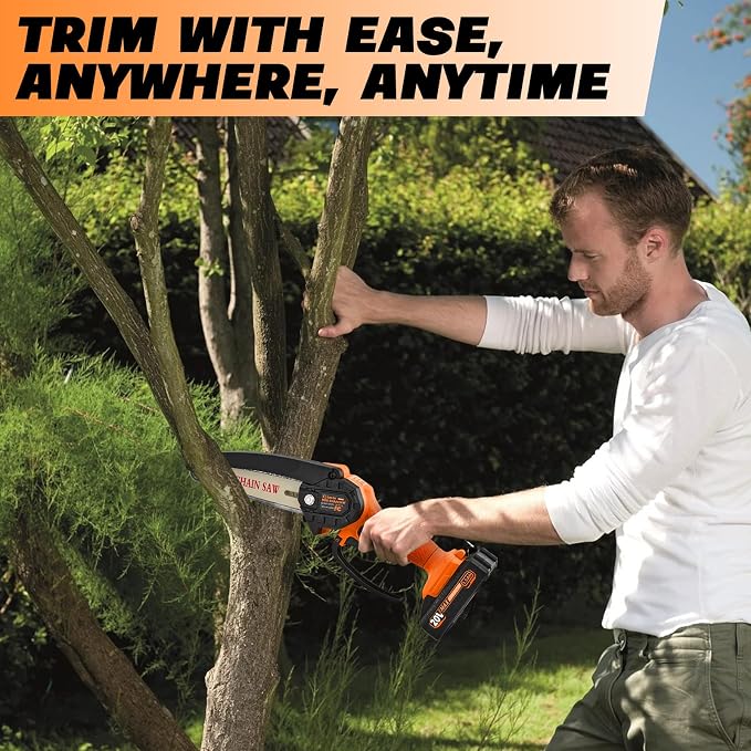 Saker Mini Chainsaw|6 Inch Chainsaws[2026 Upgraded]|Mini Cordless Electric Chain Saw|Small Handheld Portable Chain Saws Battery Powered Saw for Tree Trimmer and Garden