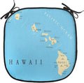 Lunarable Hawaiian Chair Cushion Pad, Map of Hawaii Islands Capital Honolulu Borders and Important Cities, Seat Padding for Kitchen & Patio with Anti-Slip Backing, 16"x16", Blue Ivory Black