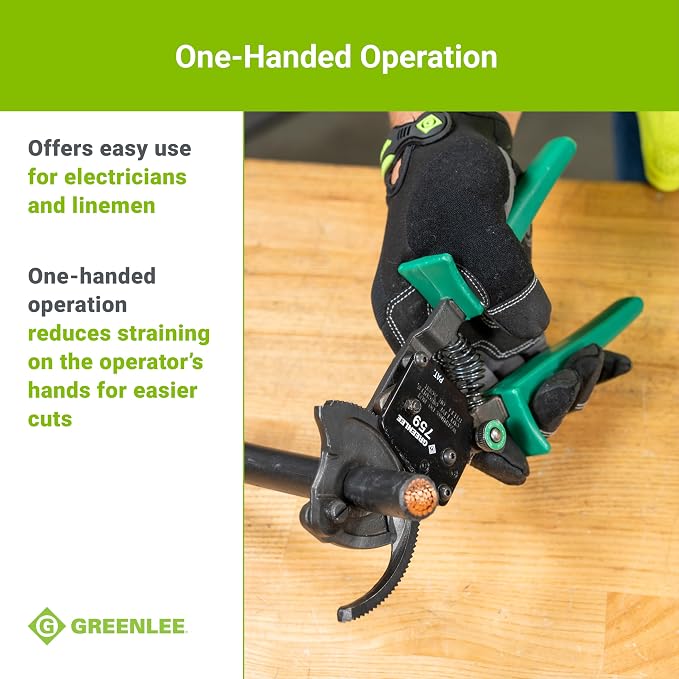 Greenlee 759 10-1/2" Compact Ratchet Cable Cutter for Copper, Aluminum, and Communications Cable