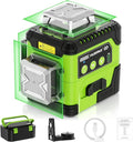 HUEPAR Laser Level 360 Self Leveling with LCD Screen, 3 x 360° High Brightness Rechargeable 3D Lazer Leveler Tool for Construction and Picture Hanging, Strong Magnetic Bracket&Hard Carry Case -Y03CG
