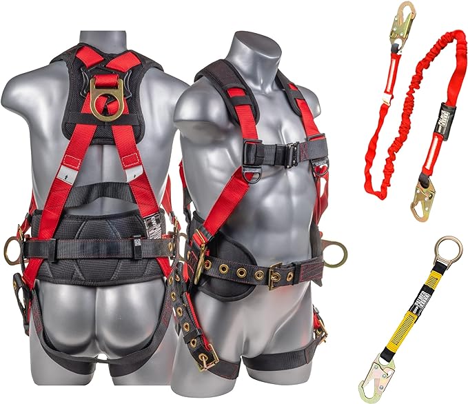 Hammerhead 5pt Safety Harness Back Padded, QCB Chest, Tongue Buckel Legs Straps, Back & Side D-Rings